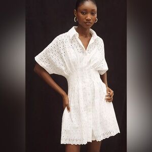 The Tobie Button-Front Pleated Shirt Dress by Exquise: Mini Eyelet Editi…